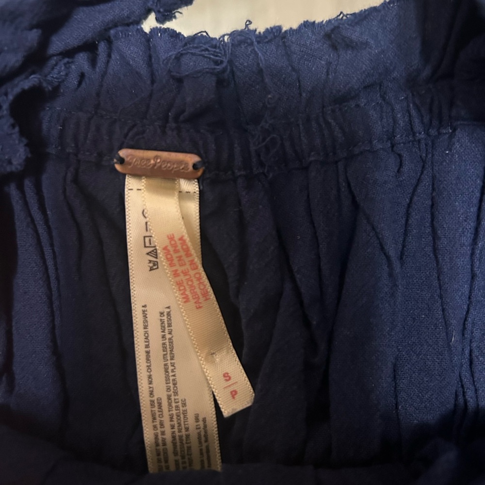 Free People Navy Blue Ruffled Top - Picture 3 of 5